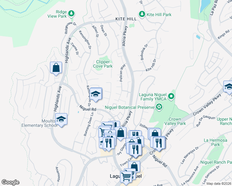 map of restaurants, bars, coffee shops, grocery stores, and more near 23691 Porpoise Cove in Laguna Niguel