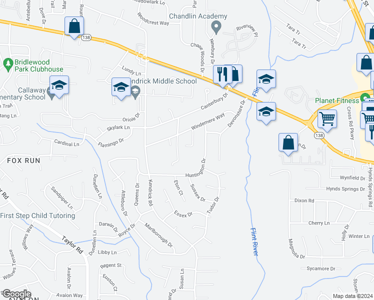 map of restaurants, bars, coffee shops, grocery stores, and more near 8098 Linda Court in Jonesboro