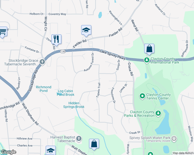 map of restaurants, bars, coffee shops, grocery stores, and more near 2066 Brook Valley Court in Jonesboro