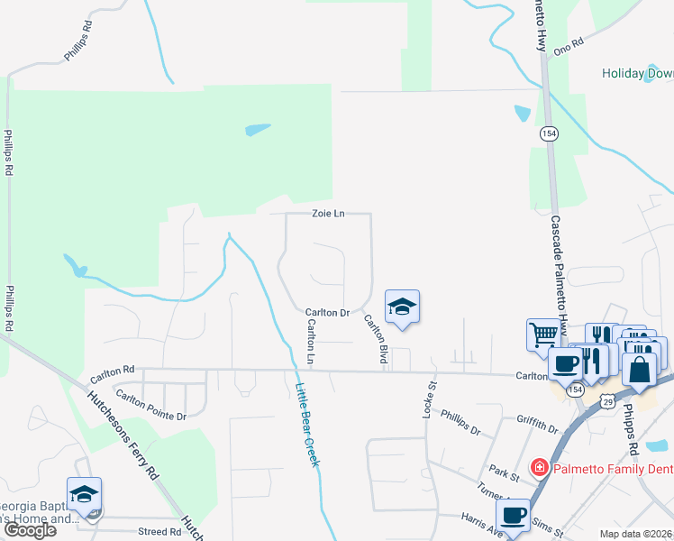 map of restaurants, bars, coffee shops, grocery stores, and more near 506 Scott Circle in Palmetto