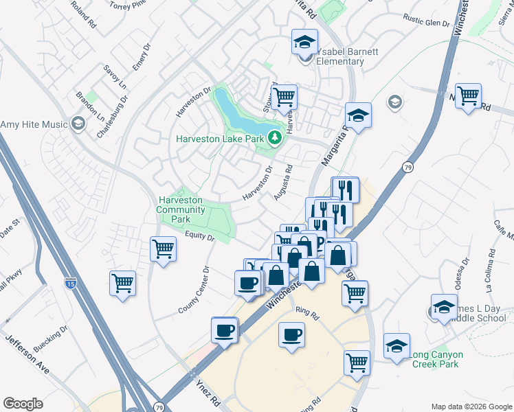 map of restaurants, bars, coffee shops, grocery stores, and more near 28881 Kennebunk Court in Temecula