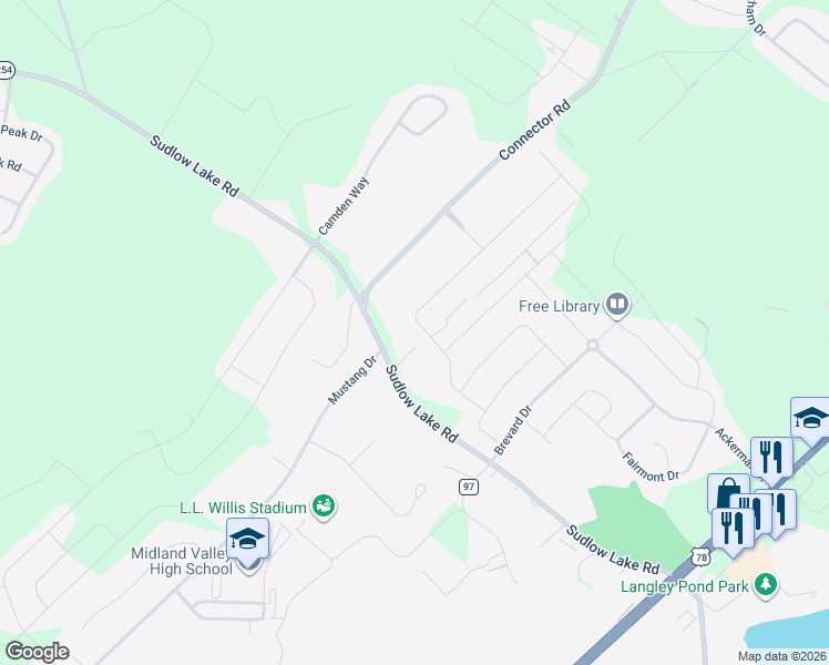 map of restaurants, bars, coffee shops, grocery stores, and more near 346 Country Glen Avenue in Graniteville