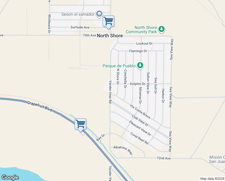 map of restaurants, bars, coffee shops, grocery stores, and more near Vander Veer Road in Riverside County