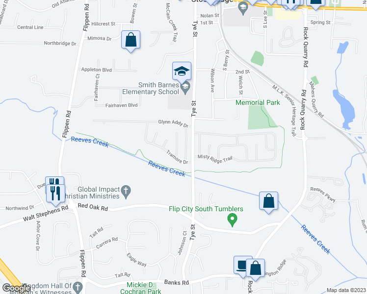 map of restaurants, bars, coffee shops, grocery stores, and more near 313 Tramore Pass in Stockbridge