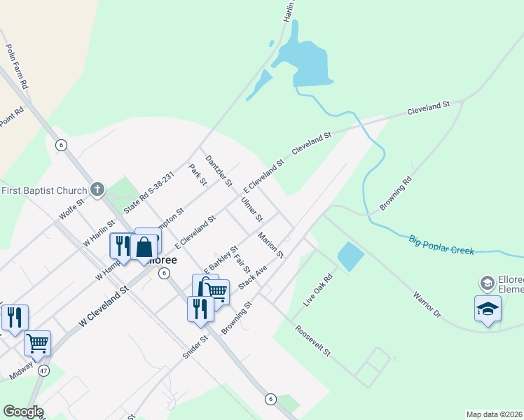 map of restaurants, bars, coffee shops, grocery stores, and more near 450 Ulmer Street in Orangeburg