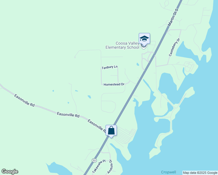 map of restaurants, bars, coffee shops, grocery stores, and more near 240 Homestead Drive in Pell City
