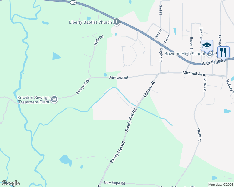 map of restaurants, bars, coffee shops, grocery stores, and more near 137 Ridgeview Parkway in Bowdon