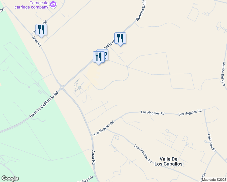 map of restaurants, bars, coffee shops, grocery stores, and more near 34975 Via Del Ponte in Temecula