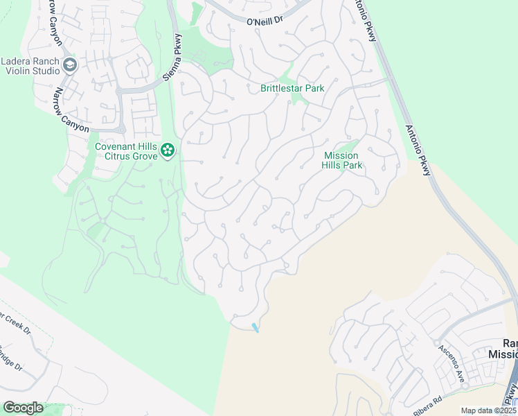 map of restaurants, bars, coffee shops, grocery stores, and more near 7 Broken Arrow Street in Mission Viejo