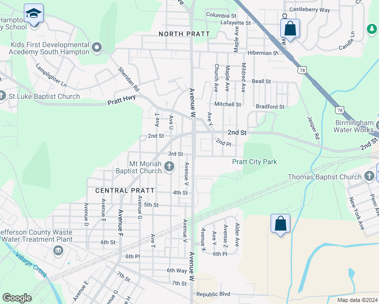 map of restaurants, bars, coffee shops, grocery stores, and more near 216 Avenue V in Birmingham