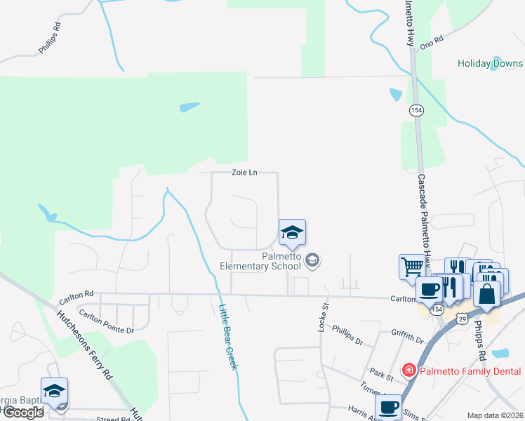 map of restaurants, bars, coffee shops, grocery stores, and more near 509 Scott Circle in Palmetto