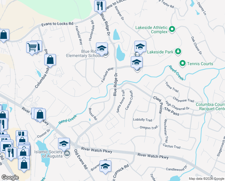 map of restaurants, bars, coffee shops, grocery stores, and more near 456 Bristol Road in Martinez