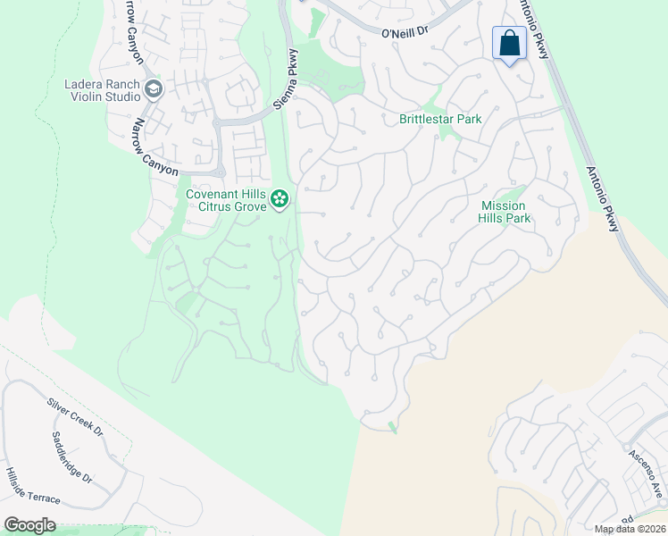 map of restaurants, bars, coffee shops, grocery stores, and more near 20 Kelly Lane in Mission Viejo