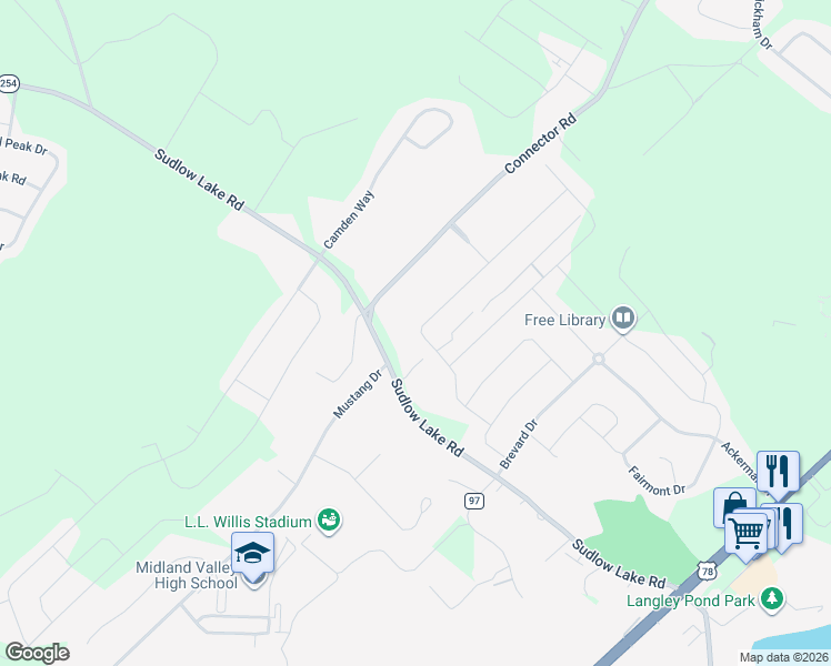 map of restaurants, bars, coffee shops, grocery stores, and more near 346 Country Glen Avenue in Graniteville