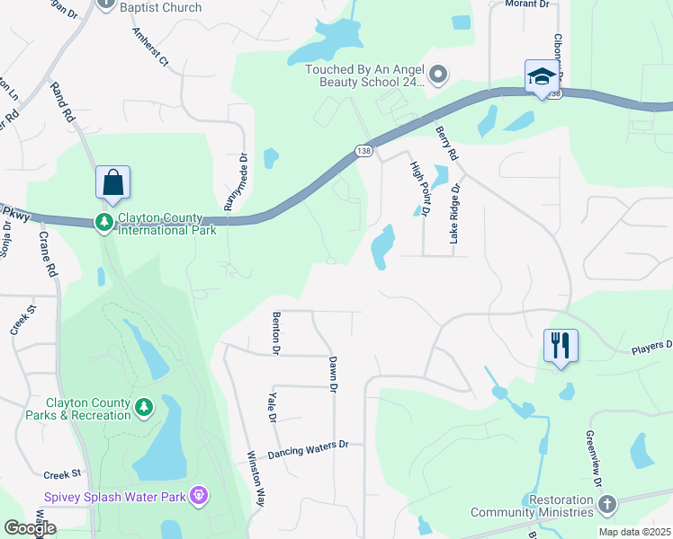 map of restaurants, bars, coffee shops, grocery stores, and more near 2616 Summit Business Parkway in Jonesboro