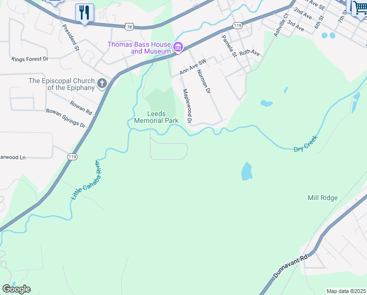 map of restaurants, bars, coffee shops, grocery stores, and more near 890 Helen Street Southwest in Leeds