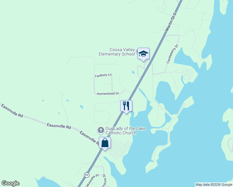 map of restaurants, bars, coffee shops, grocery stores, and more near 200 Homestead Drive in Pell City