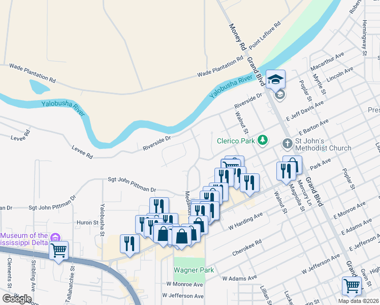 map of restaurants, bars, coffee shops, grocery stores, and more near 705 Centennial Drive in Greenwood