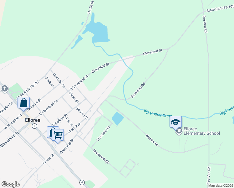 map of restaurants, bars, coffee shops, grocery stores, and more near 338 Browning Road in Elloree