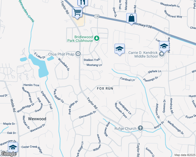map of restaurants, bars, coffee shops, grocery stores, and more near 2603 Brooks Crossing in Riverdale