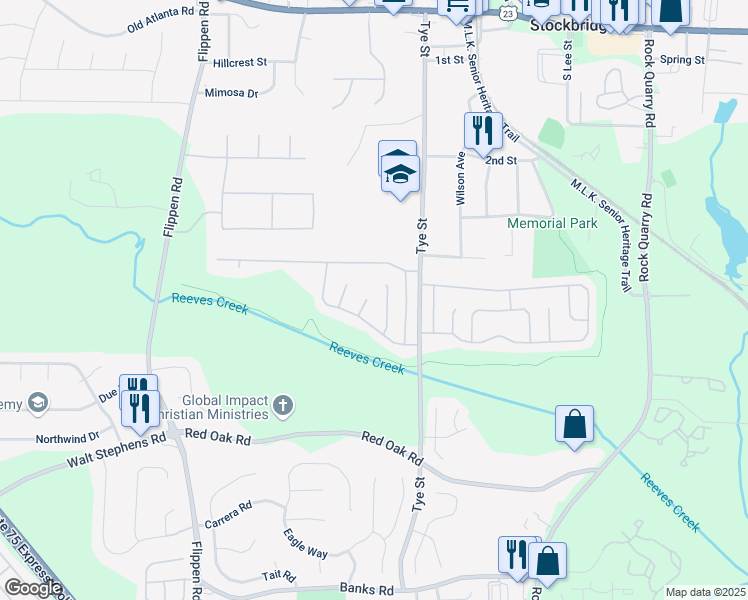 map of restaurants, bars, coffee shops, grocery stores, and more near 508 Kettletoft Court in Stockbridge