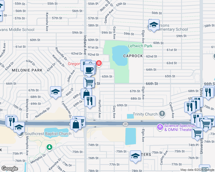 map of restaurants, bars, coffee shops, grocery stores, and more near 3209 66th St in Lubbock