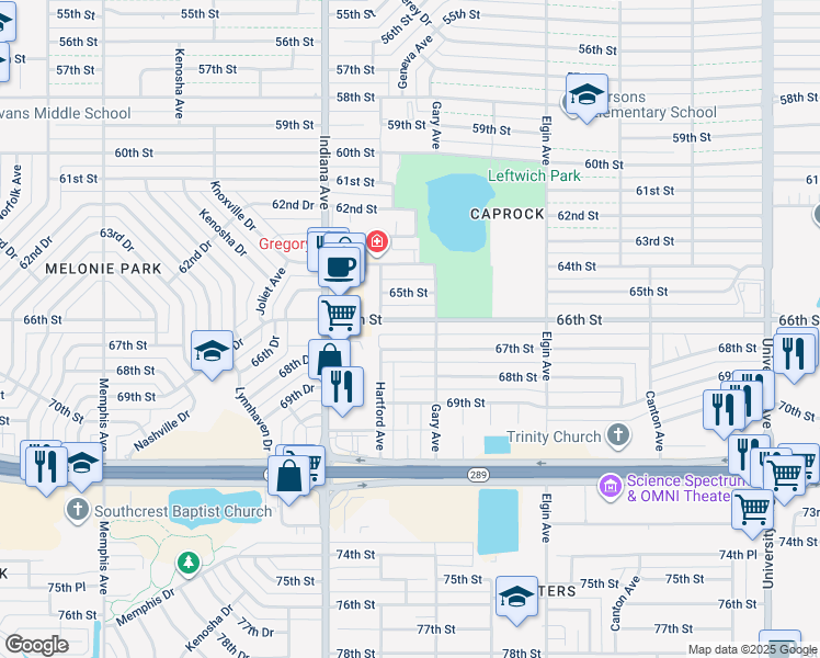 map of restaurants, bars, coffee shops, grocery stores, and more near 3209 66th Street in Lubbock