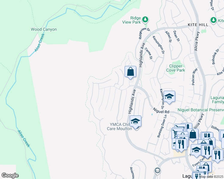 map of restaurants, bars, coffee shops, grocery stores, and more near 29522 Seriana in Laguna Niguel