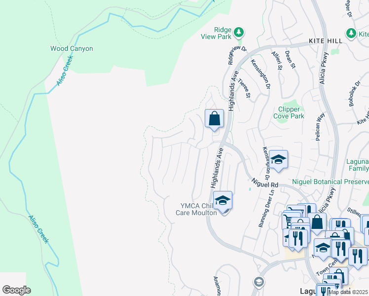 map of restaurants, bars, coffee shops, grocery stores, and more near 29522 Seriana in Laguna Niguel