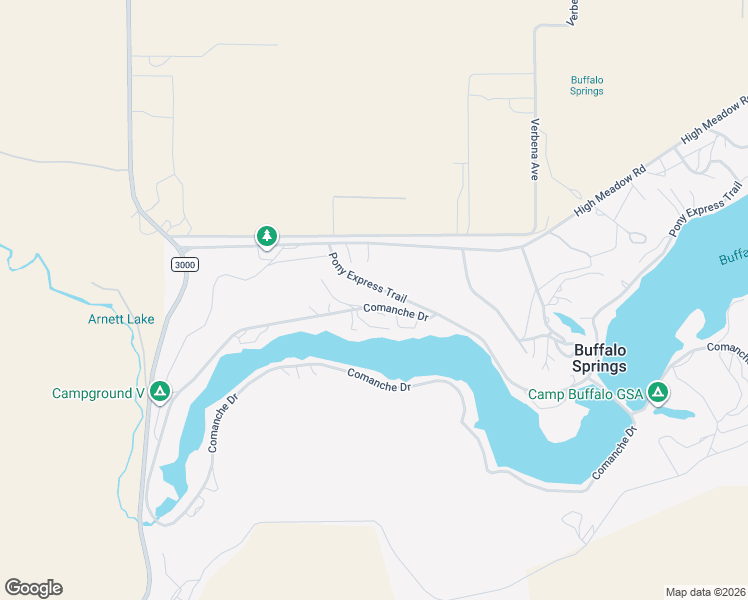 map of restaurants, bars, coffee shops, grocery stores, and more near 46 Comanche Drive in Buffalo Springs