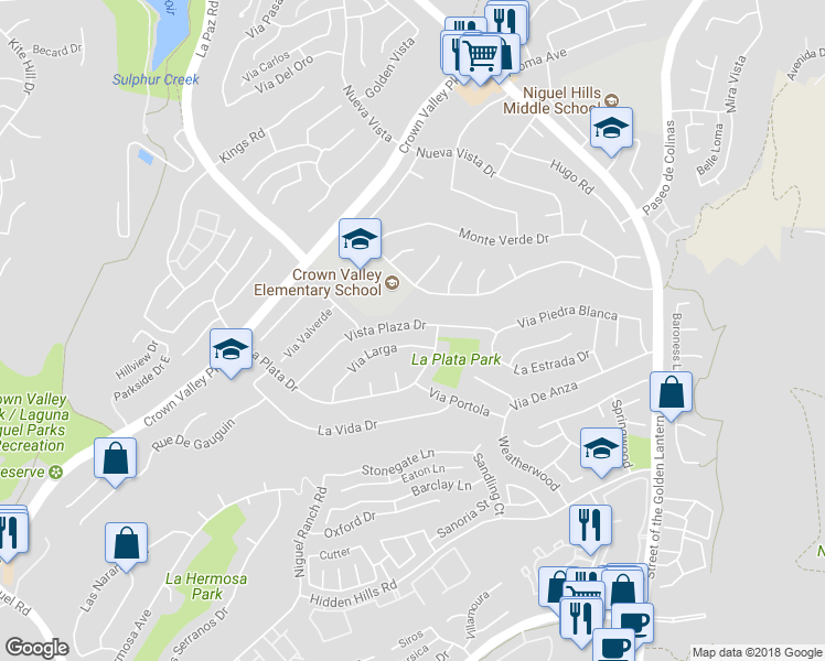 map of restaurants, bars, coffee shops, grocery stores, and more near 29456 Vista Plaza Drive in Laguna Niguel