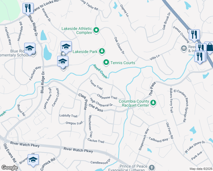 map of restaurants, bars, coffee shops, grocery stores, and more near 3954 High Chaparral Drive in Martinez