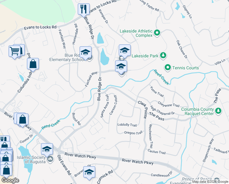 map of restaurants, bars, coffee shops, grocery stores, and more near 3922 Carson Cutoff in Martinez