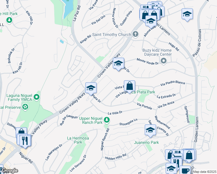 map of restaurants, bars, coffee shops, grocery stores, and more near 29492 Via Valverde in Laguna Niguel