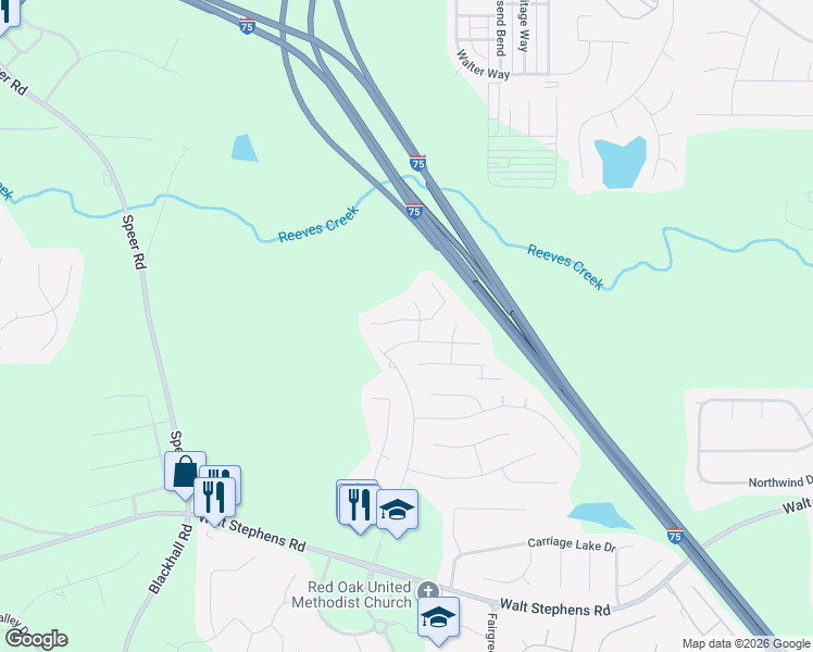 map of restaurants, bars, coffee shops, grocery stores, and more near 636 Rayella Drive in Stockbridge