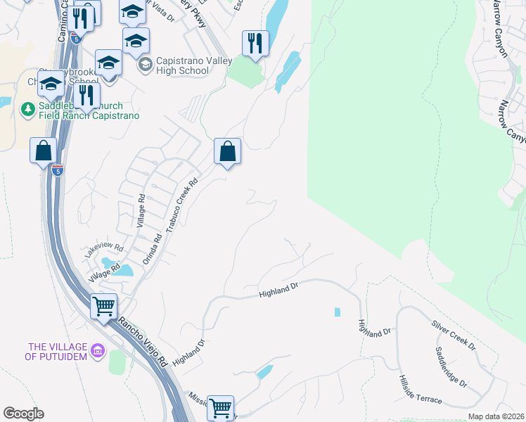 map of restaurants, bars, coffee shops, grocery stores, and more near 29541 Monarch Drive in San Juan Capistrano