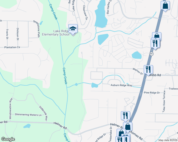 map of restaurants, bars, coffee shops, grocery stores, and more near 8036 Glen Iris Drive in Riverdale