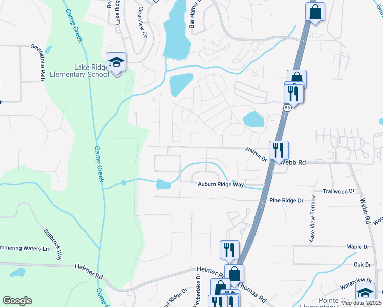 map of restaurants, bars, coffee shops, grocery stores, and more near 1099 Warren Drive in Riverdale