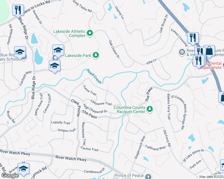 map of restaurants, bars, coffee shops, grocery stores, and more near 3947 High Chaparral Drive in Martinez