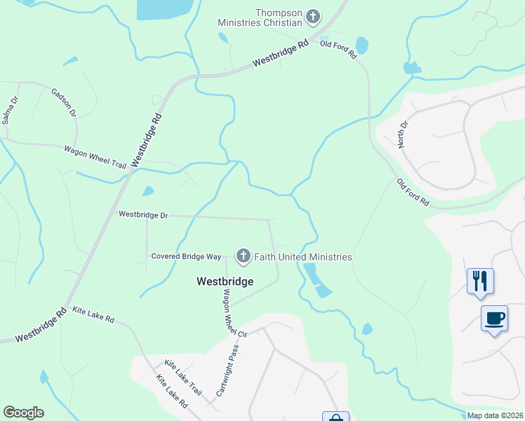 map of restaurants, bars, coffee shops, grocery stores, and more near 533 Westbridge Drive in Fayetteville