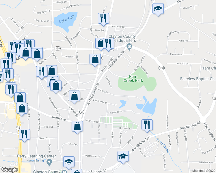 map of restaurants, bars, coffee shops, grocery stores, and more near 112 Burkshire Court in Jonesboro