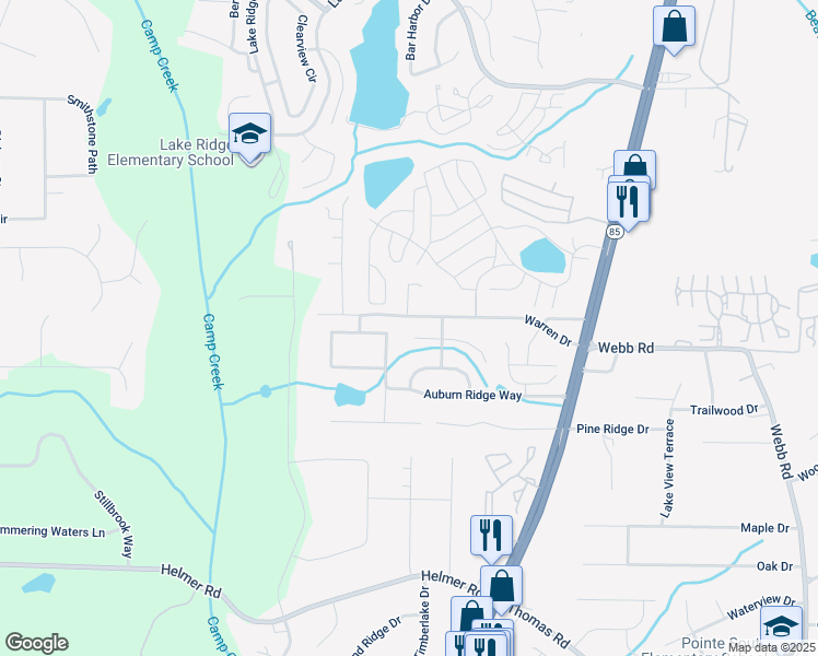 map of restaurants, bars, coffee shops, grocery stores, and more near 1099 Warren Drive in Riverdale