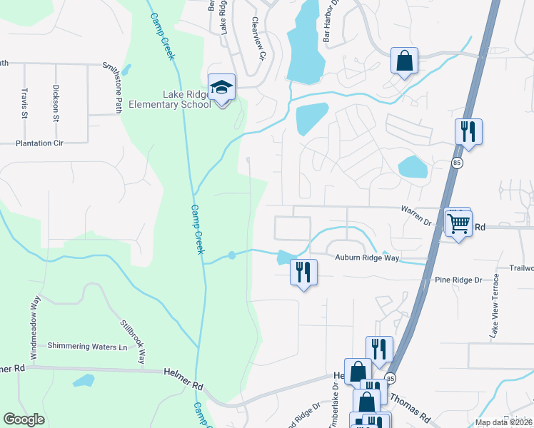 map of restaurants, bars, coffee shops, grocery stores, and more near 8036 Glen Iris Drive in Riverdale