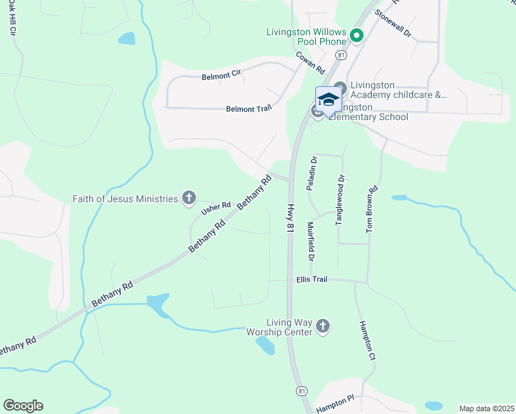 map of restaurants, bars, coffee shops, grocery stores, and more near 15 Glen Echo Drive in Covington