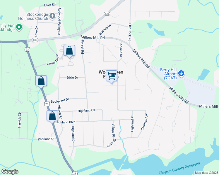 map of restaurants, bars, coffee shops, grocery stores, and more near 1366 Sycamore Street in Stockbridge