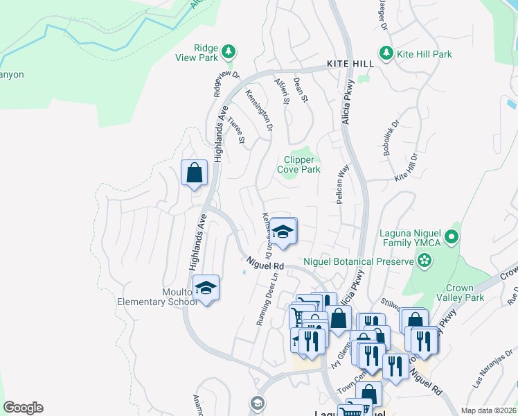map of restaurants, bars, coffee shops, grocery stores, and more near 29546 Sedgewick Circle in Laguna Niguel