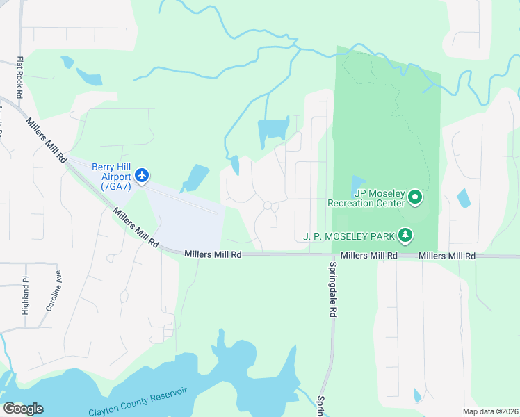 map of restaurants, bars, coffee shops, grocery stores, and more near 691 Millers Mill Road in Stockbridge