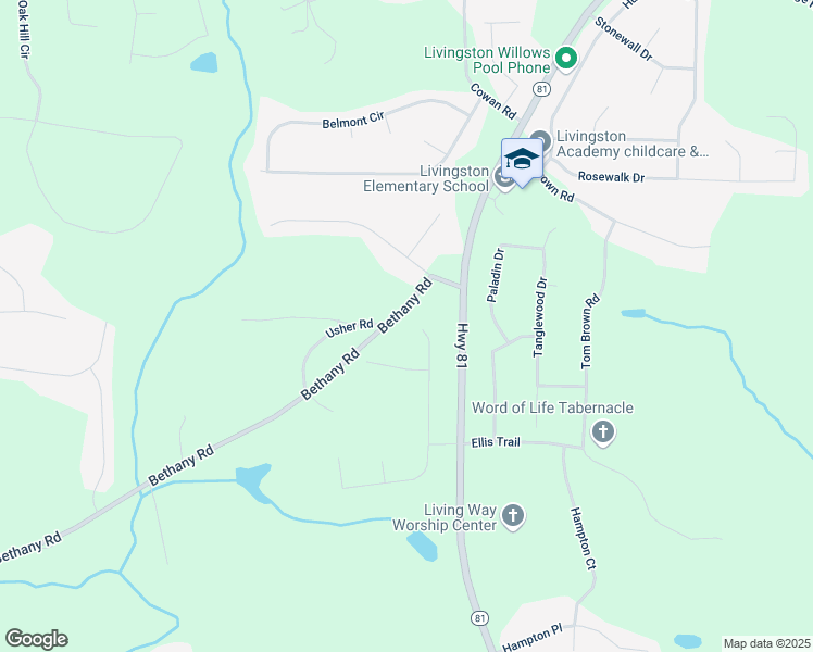 map of restaurants, bars, coffee shops, grocery stores, and more near 15 Glen Echo Drive in Covington