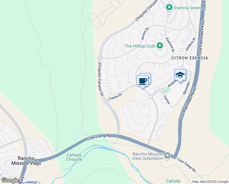 map of restaurants, bars, coffee shops, grocery stores, and more near 116 Cerrero Court in Ladera Ranch