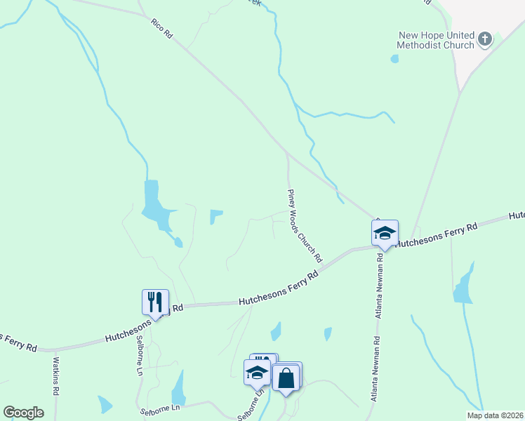 map of restaurants, bars, coffee shops, grocery stores, and more near 15 Farmstead Lane in Chattahoochee Hills